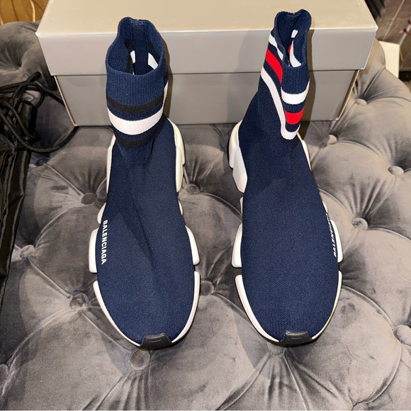 New Size 42 Balenciaga Speed 2.0 Sneakers Navy Blue - Picture 2 of 6